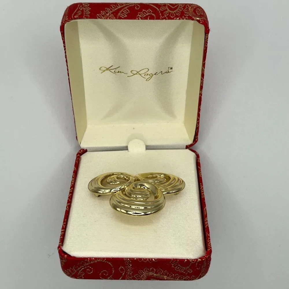 KIM ROGERS Gold Brooch / Pin - Picture 2 of 4